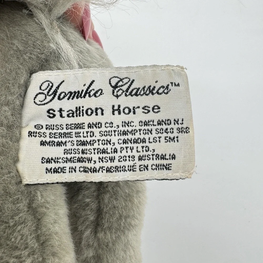 Russ Berrie‎ Yomiko Classics Stallion Horse Plush Gray White Mane Stuffed Animal